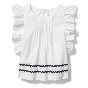 Janie and Jack Ric Rac Ruffle Sleeve Top White Size 4